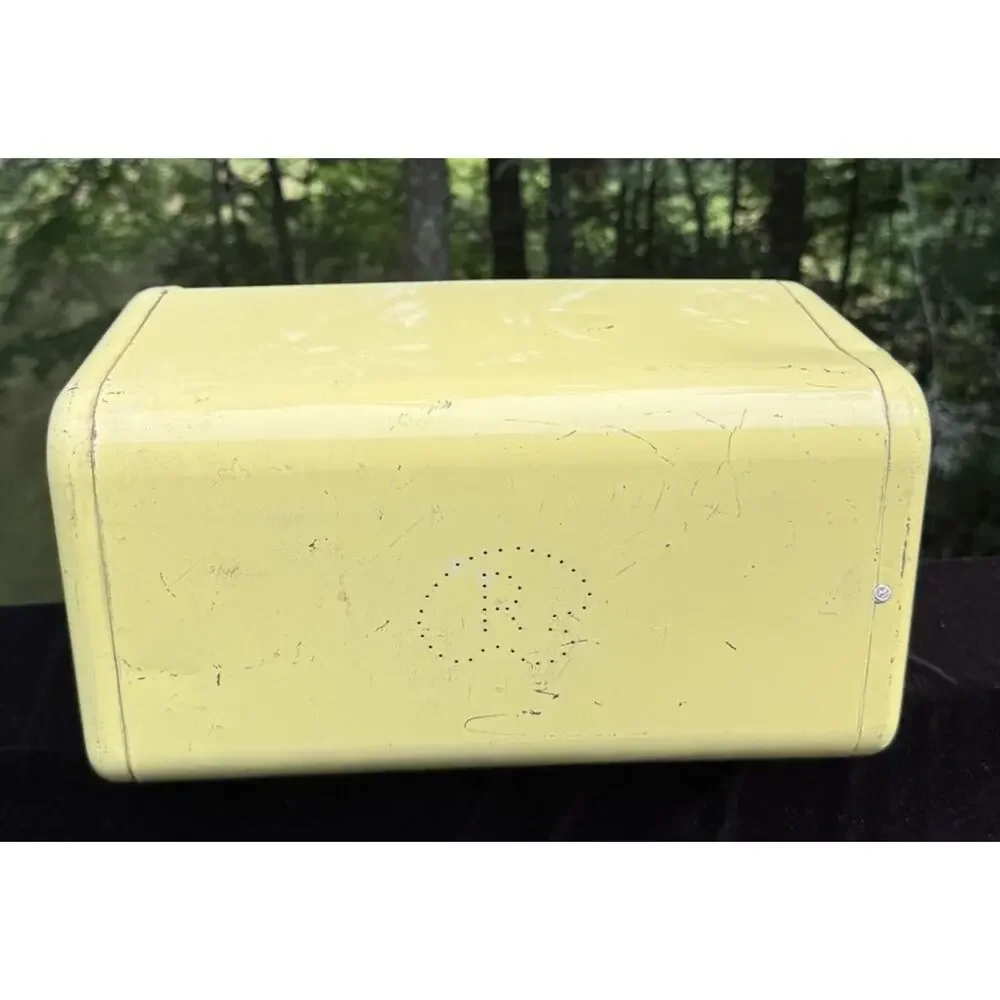 Vintage 1950’s Ransburg Metal Bread Box Roll Top Lid All Original
